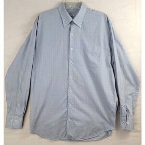 Peter Millar Crown Sport Button Down Shirt Large Green Blue Brown Check Plaid